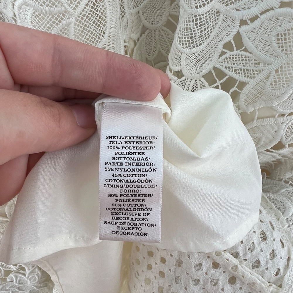 Ann Taylor New White Tank Top Dress Women's 4 Lace Wedding Summer Spring Flowers - Picture 8 of 9
